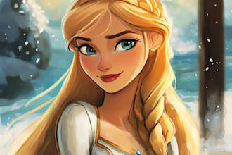 draw a portrait in semi realism disney cartoon style