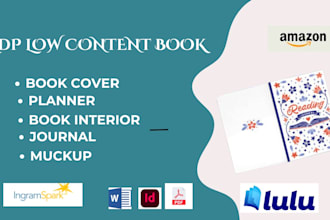 design, format low content book interior, journal cover kdp, lulu low content