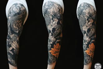 create sleeve tattoo design in geometric style