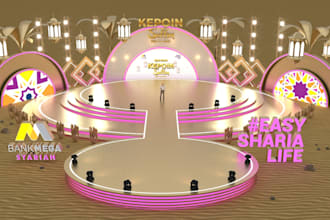create 3d event stage design for corporate and public events