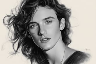 draw realistic digital pencil portrait from a photo