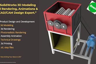 do mechanical 3d modeling solidworks, 3d rendering, stl files for 3d printing
