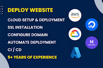 deploy websites on AWS, google cloud, or any vps with ci cd pipeline