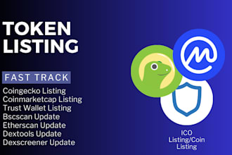 fast track token listing, coin listing, solana token listing on cmc, cg, binance