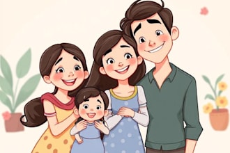 design a professional disney family portrait