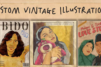 create custom vintage comic style illustrations for you