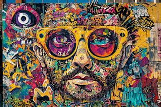 raw creative doodle wall art ,decal ,mural and graffiti