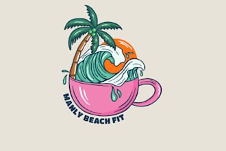 design wonderful beach fit logo