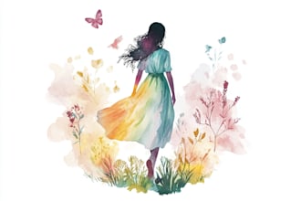 design unique feminine watercolor portrait and boho logo