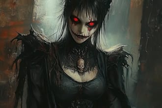 create a fantasy horror and fantasy horror character art