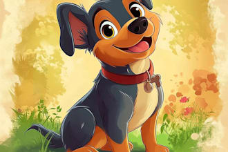 design a custom cute disney pet portrait illustration