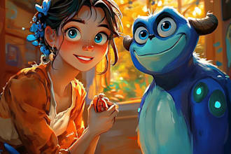 create an illustration in the style of disney pixar using ai