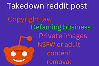takedown reddit infringing, defaming, nsfw, illegal post under dmca