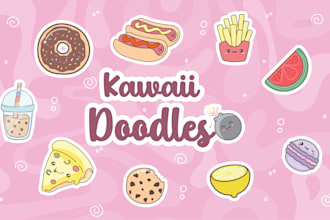 do cute chibi kawaii doodle, stickers, character design