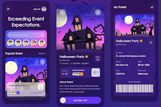 develop event app, music app, editing app, social media app, appointment app