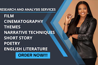 do research and analysis on films, short stories, poetry, and english literature