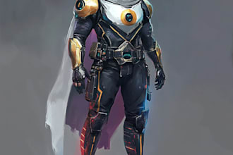 make a character illustration for a video game or science fiction