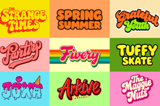 retro 70s psychedelic hippie funky font typography logo