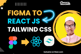 convert  figma to react js with tailwind CSS, bootstrap