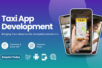 develop a taxi booking web app android or ios app development like uber, ola