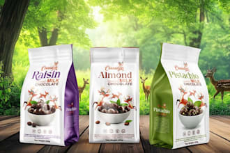 design 3d mockup innovative pouch bag label juice tea label fabric product label