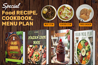 design cookbook cover write food recipe book meal plan amazon kindle cover