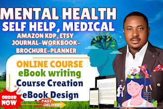 ghostwrite and design ebook on mental health for etsy, amazon, journals,workbook