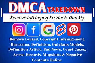 remove fb, youtube, instagram,tiktok,reddit and shopify under dmca