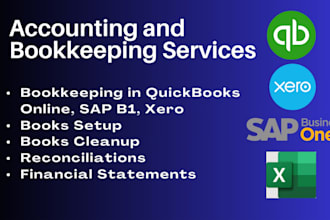 setup, cleanup, do monthly bookkeeping using quickbooks online, sap b1, xero