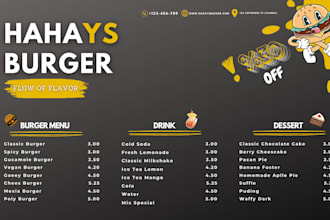 eye catching food menu cards and digital food menu