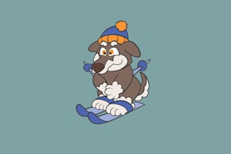 design dog mascot ski school kids logo