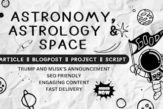 research, ghostwrite astronomy astrology space article report blog post website