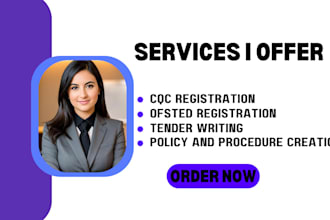 bid and win for UK bid tender, ofsted, cqc registration, policy and procedure