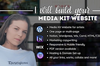 build a modern and responsive media kit website for artists