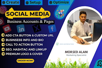 professionally set up and optimize your social  media accounts, business pages