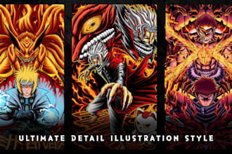 draw badass anime, manga and comic character for your shirt