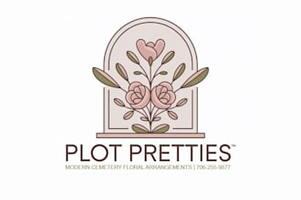 do unique minimalist floral logo without any copyright