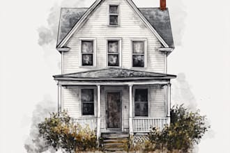 do your dream watercolor house portrait art