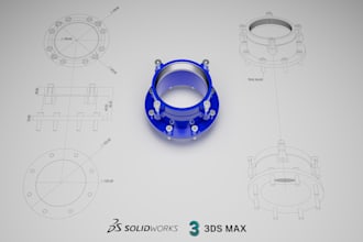 create a 3d model, 2d cad and render