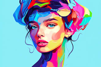 paint expressive colorful abstract portraits