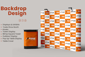 design trade show banner, backdrop, exhibition and step and repeat banner