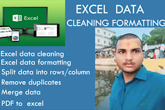clean, format, merge, split excel data