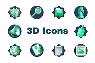 make professional 3d icons for UI UX, web and mobile apps