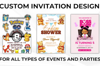 create custom wedding, birthday, party digital  invitation canva template design