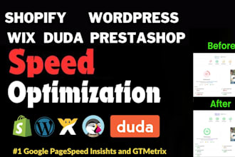 do your shopify wordpress wix duda and prestashop website speed optimization