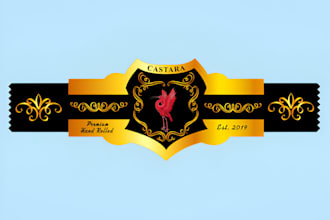 design unique cigar label, cigar logo, band and cigar box
