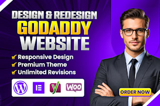 do godaddy website design or redesign with godaddy builder or wordpress website