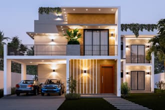 improve house exterior, remodel 3d villa, lobby, modern exterior, landscape, cad