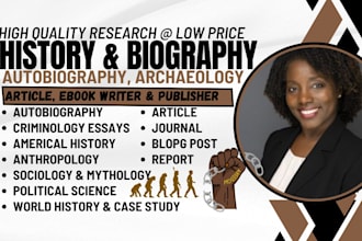 ghostwrite history, biography, self help, sociology, and political science ebook