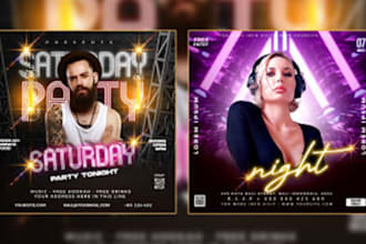 do corporate event mix, dj, party flyer design, poster design real estate flyer